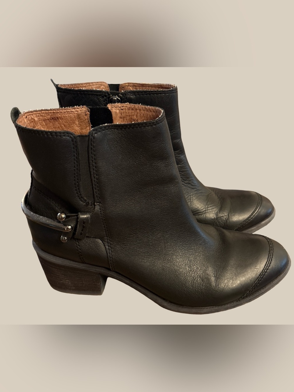 Donald J Pliner Women’s Digg Black Leather Zip Ankle Boots Moto Western SZ 8.5
